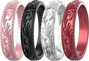 Zollen 10 Packs Silicone Wedding Rings for Women, Thin Rubber Wedding Bands Stackable Ring, Hypoallergenic Silicone