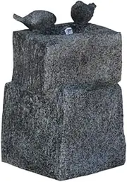 Rock Outdoor Fountain with LED Lights Two Birds Playing Cast Stone Water Fountains Pump Included 21" Height Gray