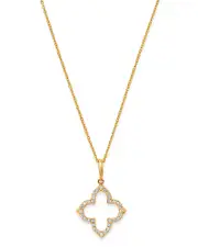 Bloomingdale's Fine Collection Diamond Clover Pendant Necklace in 14K Yellow Gold, 0.15 tcw