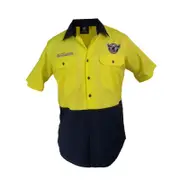 Manly Warringah Sea Eagles NRL Hi Vis Button up Work Shirt Yellow
