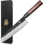 MITSUMOTO SAKARI 23 cm Japanese Kiritsuke Chef Knife, High Carbon Stainless Steel Kitchen Knife, Professional Hand Forged Meat Sushi Knife (Rosewood Handle and Wooden Box)