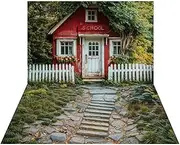 Kate10x6.5ft Schoolhouse Backdrop for Photography Back to School Bacground + 10x6.5ft Garden Path and White Picket Fence Backdrop