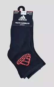 ADIDAS Boys Socks 1/4 Crew Youth Superlite Aeroready 6 Pair Shoe Size 5Y-7Y