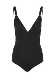 Melissa Odabash Panarea Plunge Swimsuit - Black - 10 (UK 10 / S) 10 (UK 10 / S)