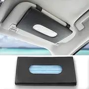 Car Visor Tissue Holder, Sun Visor Napkin Holder, Backseat Tissue Case, PU Leather Car Tissue Box Mask Holder for Car Visor (Black)