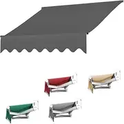 Patio Awning Top Replacement Fabric 13x10ft 16.5x10ft 19.7x10ft 23x10ft, Garden Deck Awning Replacement Cloth, Retractable Shade Cover(Gray,4x2.5m/13x8.2ft)