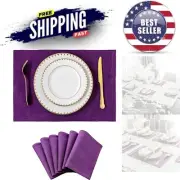 Set of 6 Heat Resistant Polyester Dining Placemats 13x19 Inches Purple