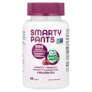 SmartyPants, Kids Prebiotic and Probiotic Gummies, Immunity Formula, Grape, 4 Billion CFU, 60 Gummies (2 Billion CFU per Gummy)