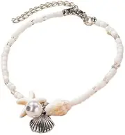 [Namzi] Turtle Starfish Bracelet Anklet for Women Boho Blue Anklet String Colorful Summer Beach Jewelry,White C, 7.48inch, no gemstone