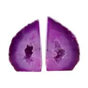 Agate Geode Bookends Dyed Pink 4-5 Lbs Large Stone Bookends 1 Pair Decorative...