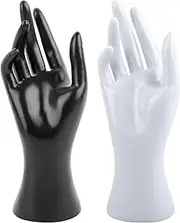 AUEAR, Female Mannequin Hand Display for Jewelry Display Holder Bracelet Necklace Ring Stand (Black+White, 8.66"x2.95", 2 Pack)