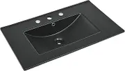 30" Vanity Top Bathroom Sink with 3 Holes in Matte Black
