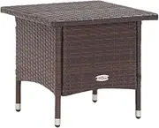 vidaXL Tea Table Brown Poly Rattan with Powder Coated Steel Frame - Versatile Outdoor Patio Table, Easy to Clean, Weather-Resistant
