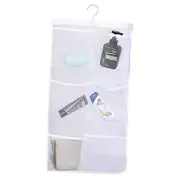 6 Storage Pockets Hanging Mesh Shower Caddy,Space Saving Bathroom White