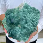 4.4lb NATURAL Green Cube FLUORITE Quartz Crystal Cluster Mineral Specimen healin