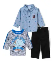 NWT Nannette Dinosaur Button Up Shirt & Pants Boys Outfit Set 24 Months