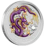 [現貨]澳洲 紀念幣 2012 1OZ 紫龍 銀幣 原廠原盒