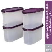 Tupperware Modular Mates Oval 1.1L Purple Dewberry Storage Container Pantry 4pcs