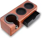 Bamynoir Espresso Tamping Station,Wooden Coffee Station Fit for 51mm,54mm,58mm Espresso Accessories Tamper Holder Or Organizer Station,Adjustable Portafilters Stand Height(Sapele Wooden)