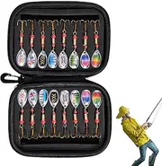 Trout Spinner | 16 Pieces Trout Lures with Sequins | Crank Bait for Bass Fishing, Fishing Lure Spinner - Saltwater Fishing Tackle Set with EVA Bag for TRU Bass