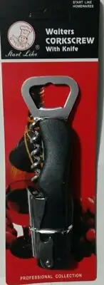 Waiters Stainless Steel Corkscrew Folding Knife Bottle opener Color Black