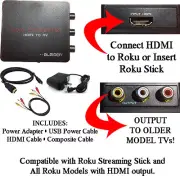 HDMI to 3RCA Composite AV Converter Compatible with Roku Media Player