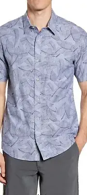 NWT Travis Mathew Blue Plant Wall Short Sleeve Regular Shirt Mens XL