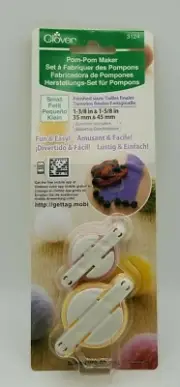 Clover Pom-Pom Maker 1 3/8" & 1 5/8" NIP Small Pompom 3124 New