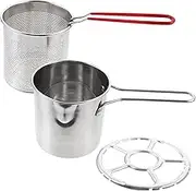 AUTSUPPL 1Set Stainless Steel Fry Pot with Deep Frying Basket Heavy Duty Cooking Tool for Home Kitchen for Chips Vegetables Meats More