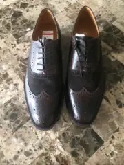 Tasso Elba Men's Wingtip Brown Dress Shoes Size 8.5 8 1/2 Leather New Macy’s Box