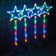 60 LED 4 PIECES MULTICOLORED STAR SOLAR CHRISTMAS GARDEN LIGHTS