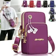 Phone Bag Women's Fashion Zipper Crossbody Bag Versatile Nylon Storage Bag For Coin Earphone Portable Card Holder Phone Case For iPhone 14 13 Pro Max 12 Samsu