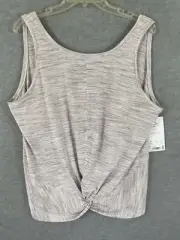 Athleta 2X Essence Spacedye Twist Tank Top Heathered Grey Beige White NEW