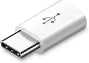 Mirco USB to USB Type C Adapter, Micro-USB Female to USB-C Male Convert Connector for Charging Data Transmission (White)