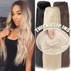 CLIP Thick Triple Weft Russian Remy Human Hair Extensions Full Head Balayage AU