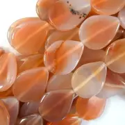 32mm natural carnelian flat teardrop beads 14" strand