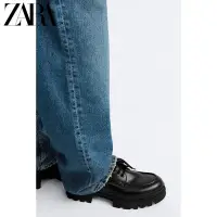 在飛比找Yahoo!奇摩拍賣優惠-ZARA24春季新品 男鞋 黑色商務厚底皮鞋德比鞋正裝鞋 2