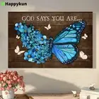 God Says You Are Unique Butterfly Blue Flower Canvas Prints - Religious Canva...
