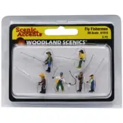 Fly Fishermen Figures for HO Scale Model Railway and Dioramas Woodland Scenics