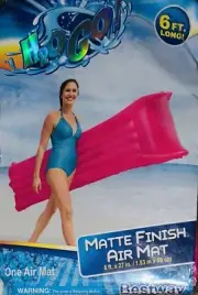 H2O Go! Bestway Pink Matte Finish Air Mat Pool Beach Water Float 72” x 27” NEW