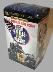 NIB Vtg Great Battles of the Pacific, Pearl Harbor, Readers Digest (3) VHS Boxed