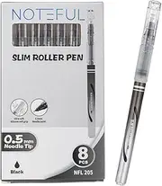 NOTEFUL Slim Liquid Ink Rollerball Pens, 0.5mm Extra Fine Point Tip, Rolling pen for Drawing, Note Taking, Journaling and Smooth Writing (8 Pcs) (Black, 1 Count (Pack of 8))