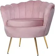 Artiss Armchair Velvet Pink Arm Recliner Lounge Dining Chairs Sofa Nursing Occasional Reading Seating Armchairs Home Living Room Bedroom Furniture, with 7cm Thick Padding Seat