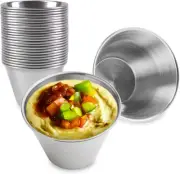 [120 Pack 2.5 Oz Stainless Steel Dipping Sauce Cups, Reusable Metal Ramekins, Co