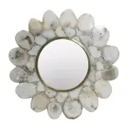 30" Agate Stone Wall Mirror Luxury Home Interior Decor Bedroom Hallway Mirrors