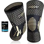 Copper Knee Braces for Knee Pain Women & Men - 2 Pack Knee Brace Compression Sleeve, Best Knee Support for Arthritis Pain,Meniscus Tear, Running,Working Out,ACL,MCL,Pain Relief