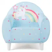 Costway Unicorn Couch Upholstered Armchair w/Breathable Spandex Fabric Reading Chair Blue
