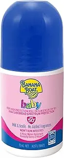 Banana Boat Baby Sunscreen Roll On Lotion SPF50+ 75ml, UVA/UVB, Mild & Gentle, Fragrance-Free, 4-Hour Water Resistant, Made in Australia