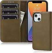 FROLAN for iPhone 13 Wallet Case with Card Holder, Premium PU Leather Credit Slot Flip Folio Book Drop Protection Shockproof Phone Cover for iPhone 13 6.1 Inch (Dark Green)