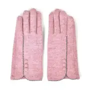 Gloves Women Touch Screens Friendly Wool and Polyester Pink